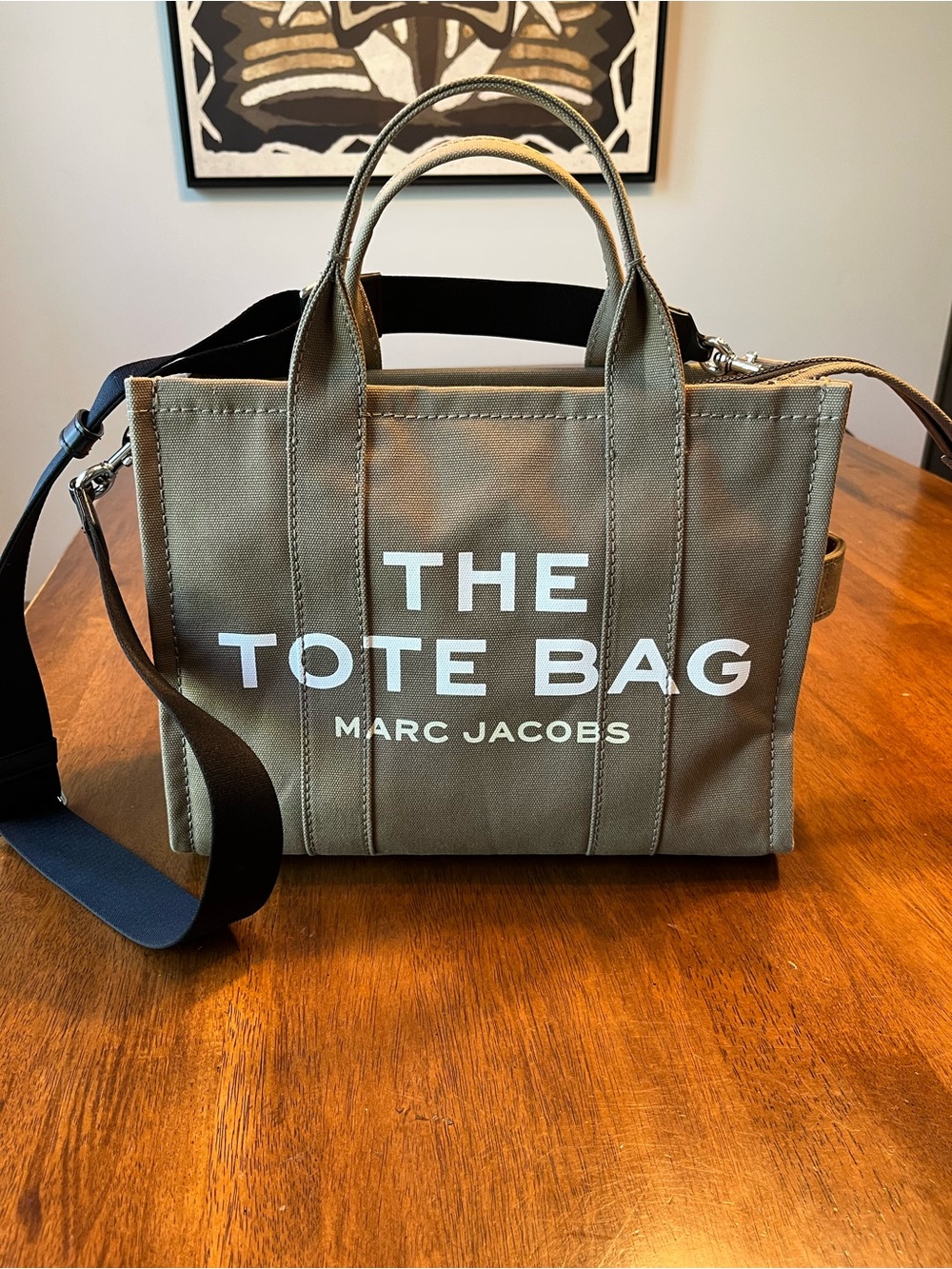 Marc Jacobs The Medium Canvas Tote Bag Slate Green Crossbody